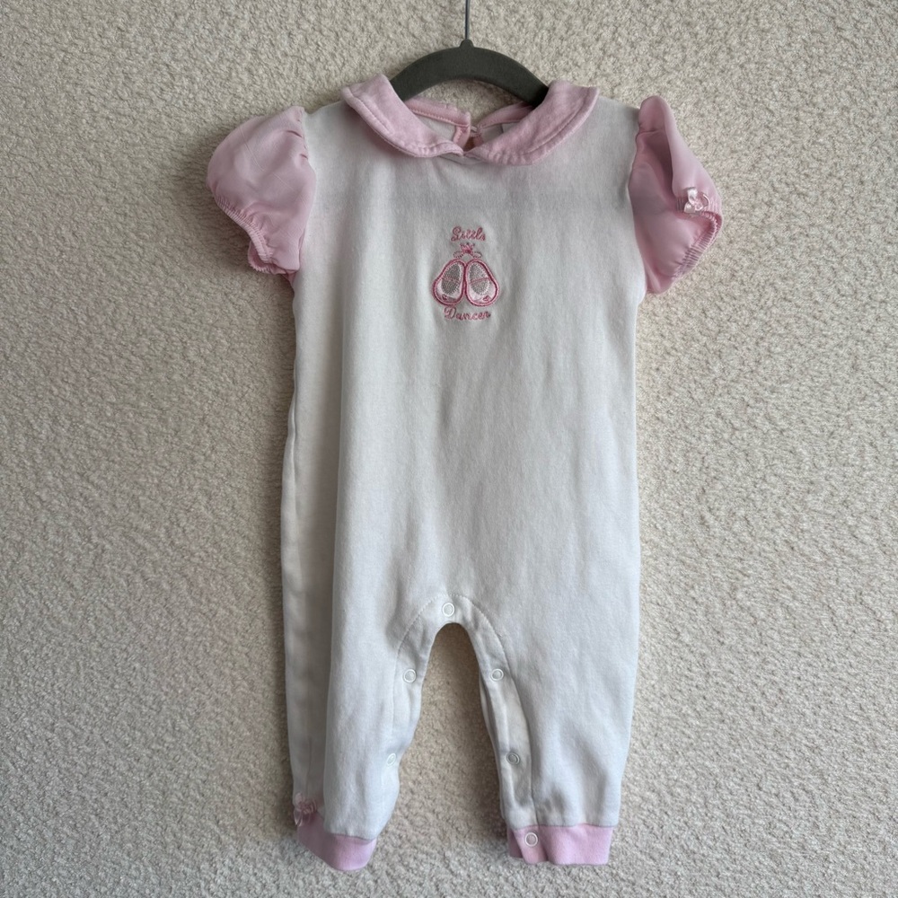 Vintage Bon Bébé 100% Cotton Embroidered Little Dancer Ballet Romper 6-9 months
